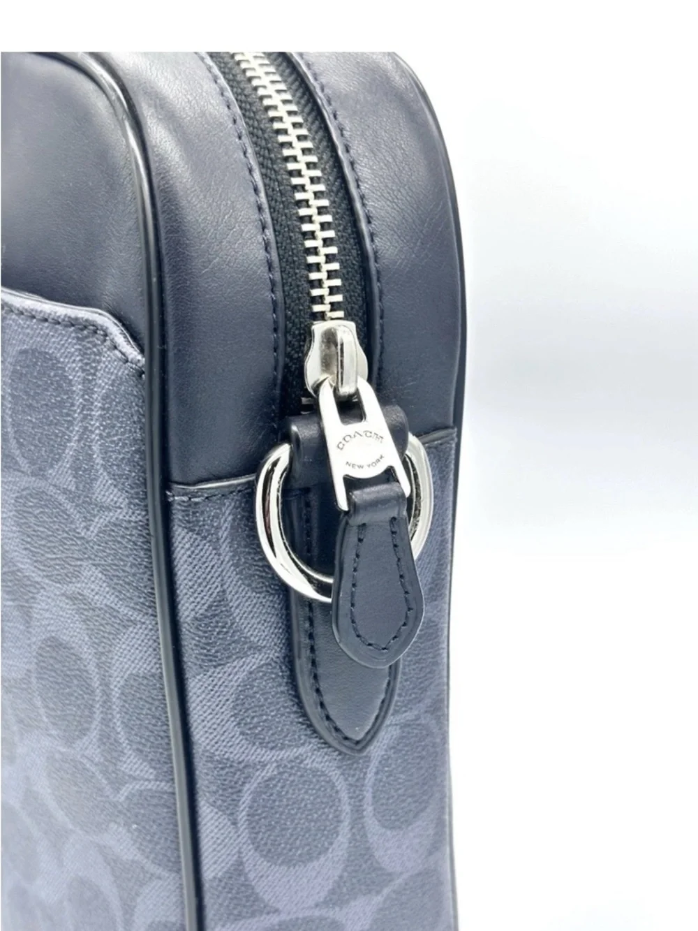 Coach Perry Slim Briefcase Laptop Bag Navy Blue Signature Coated Canvas F59057 - Picture 3 of 16